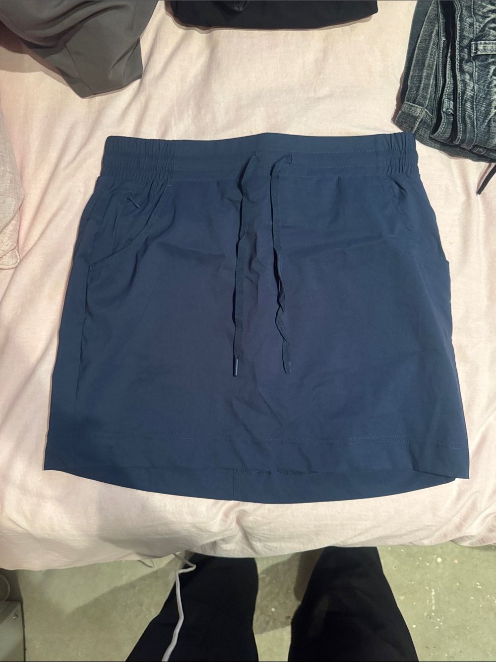 Pacific Trail Navy Pull-On Mini Skirt with Drawstring